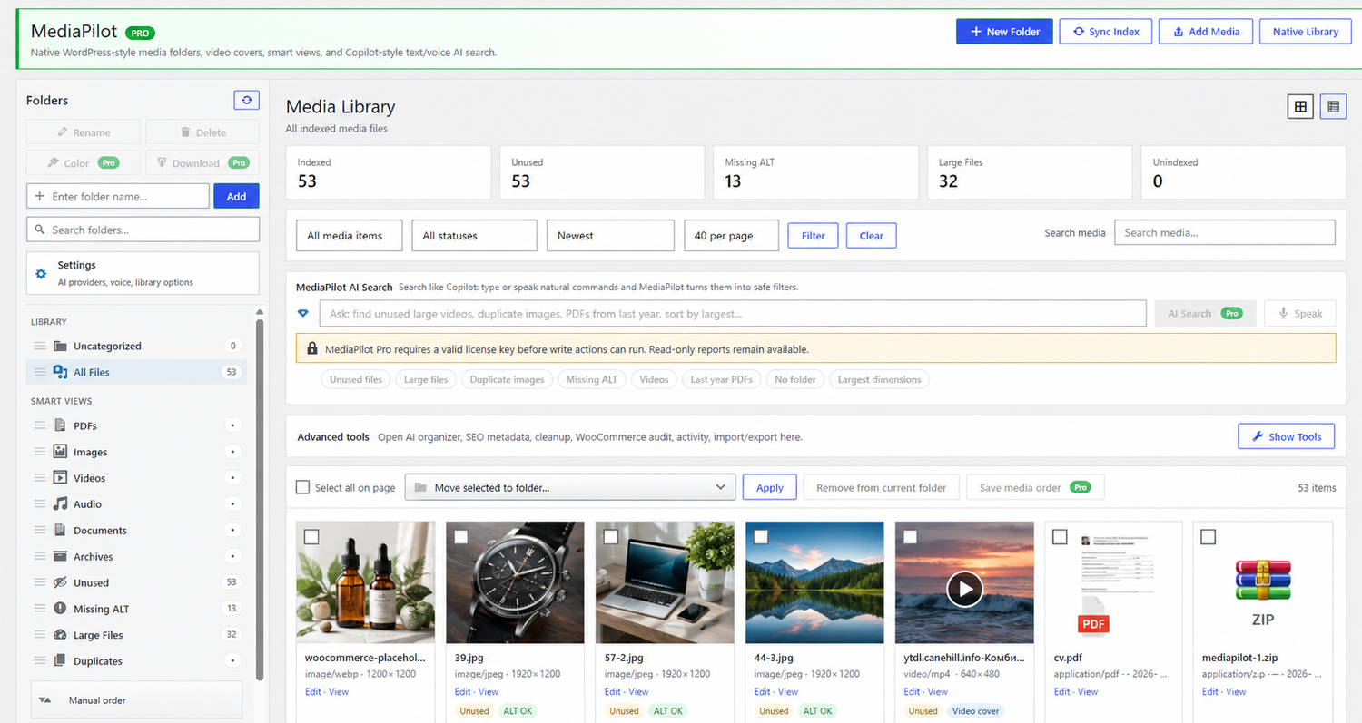 MediaPilot Pro dashboard screenshot